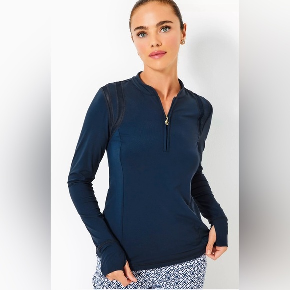 Lilly Pulitzer Tops - NEW with tags  (NWT) Lilly Pultizer Islandia Half Zip Sunguard Navy Long Sleeve